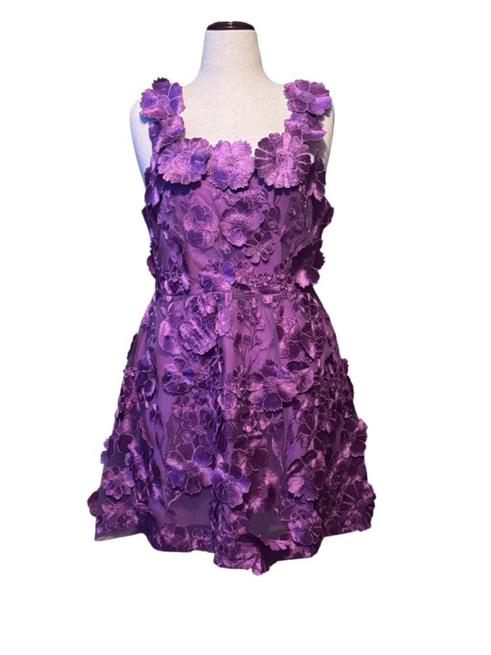 Dalia MacPhee 3D Fuchsia Purple Dressy Mini Dress, Sz L, NWT